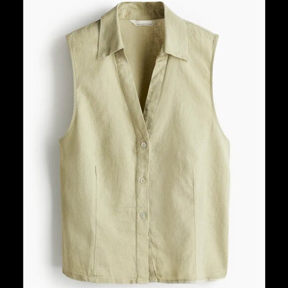 H&M Tops - Sleeveless Linen Blend Shirt